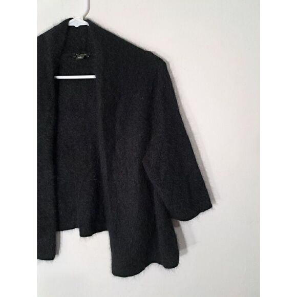 Ann Taylor Womens Large BLACK BOLERO Sweater SRUG RABBIT HAIR BLACK SOFT - Picture 2 of 9